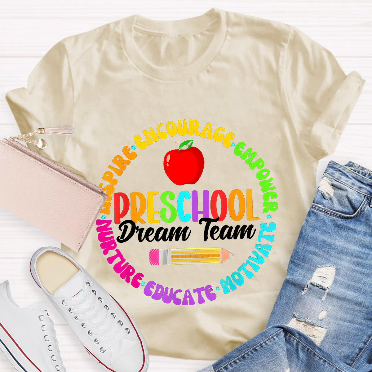 Personalized Grade Preschool Dream School Apple Teacher T-Shirt