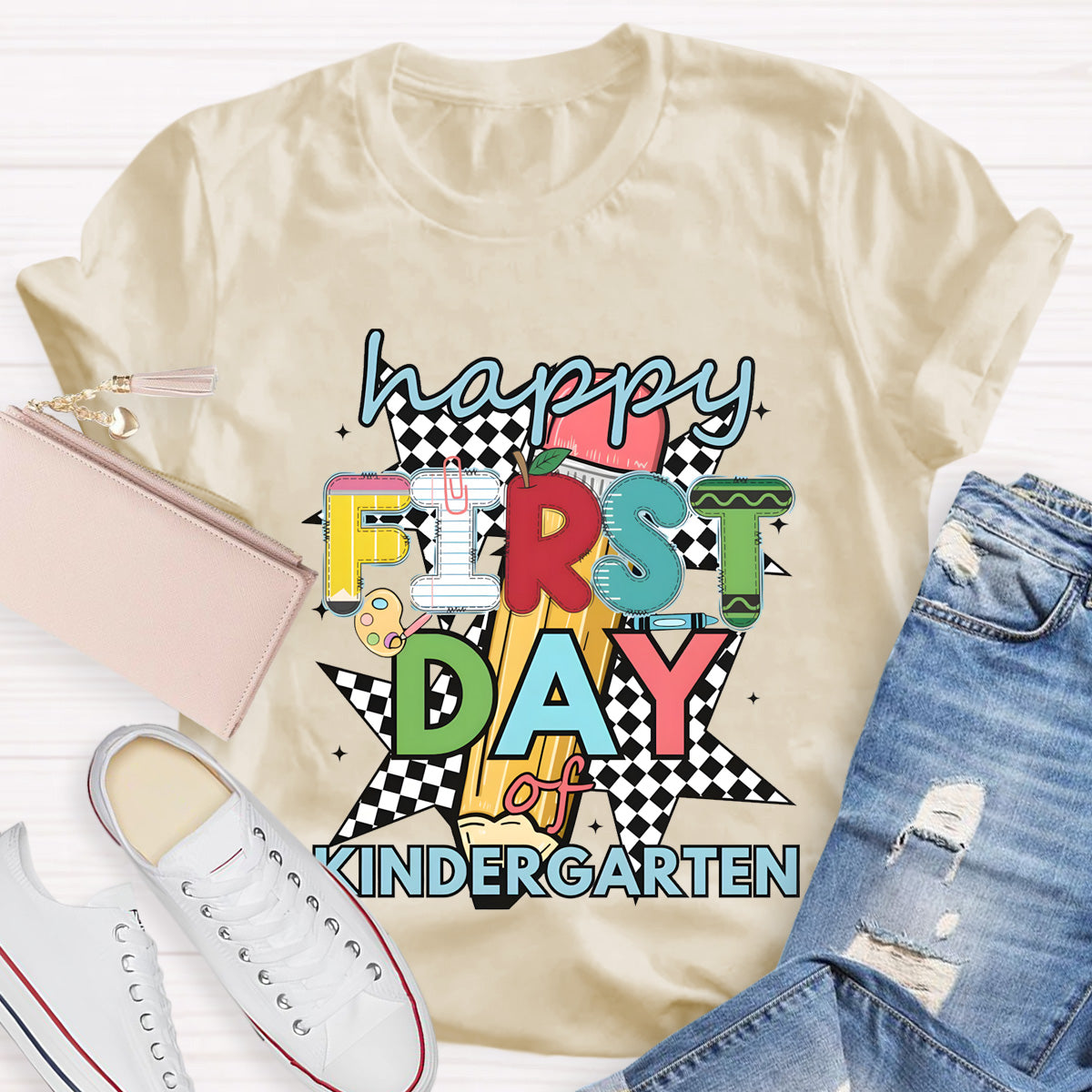 Personalized Grade Happy First Day Of Kindergarten Teacher T-Shirt