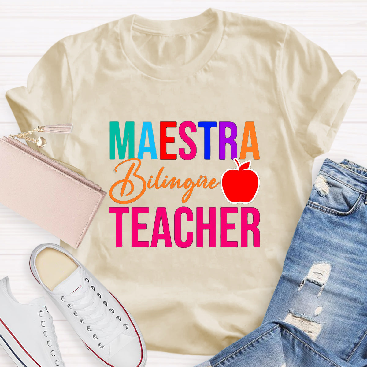 Maestra Bilingual Teacher With Apple T-Shirt