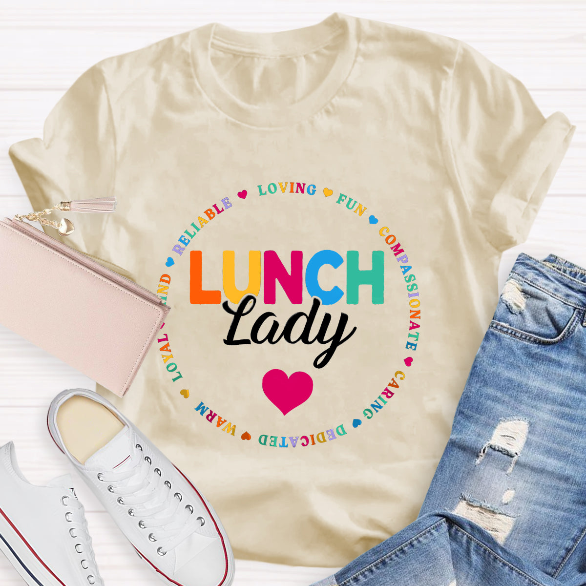 Lunch Lady Warm Heart Teacher T-Shirt