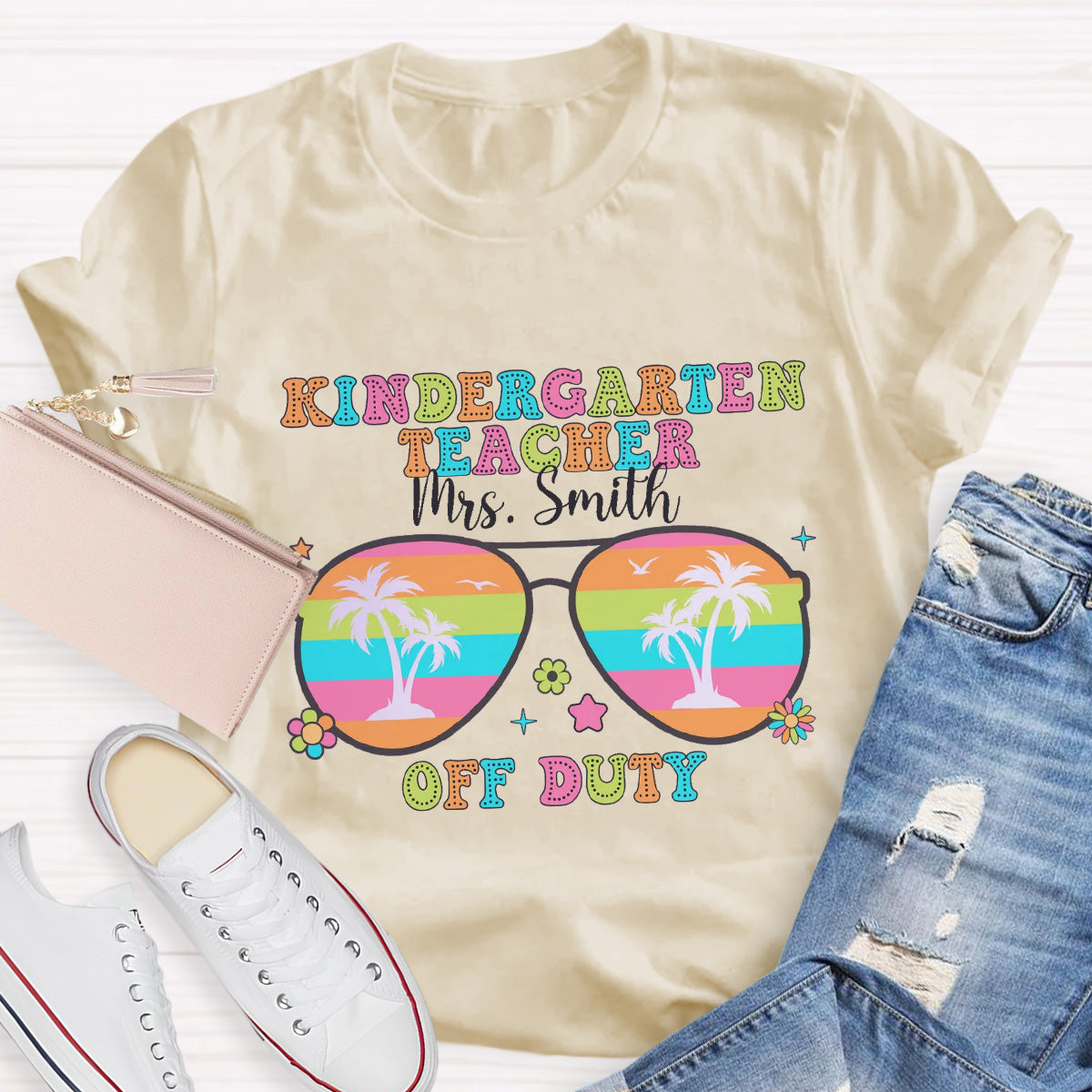 Personalized Name And Grade Off Duty Teacher T-Shirt