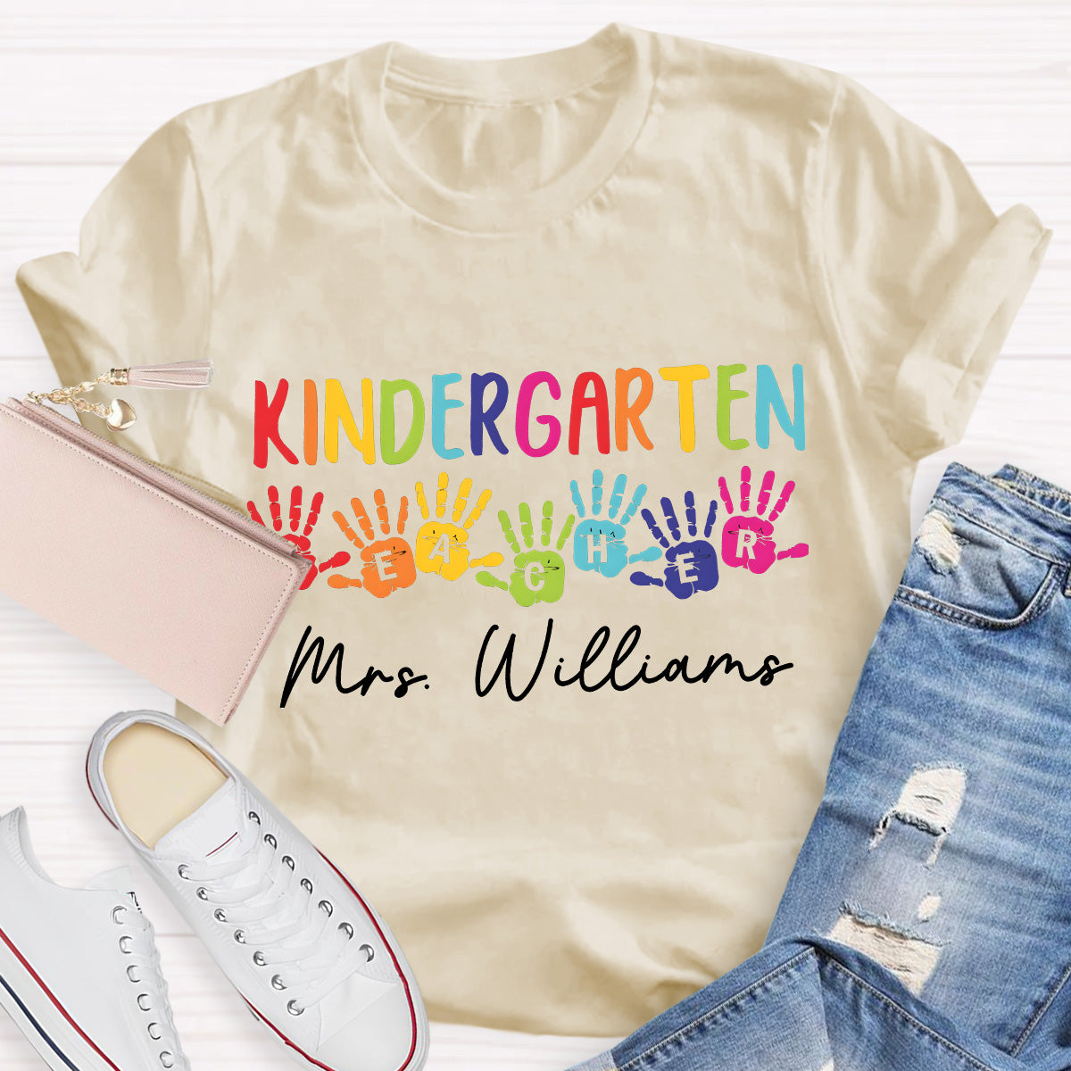 Personalized Name Kindergarten Teacher T-Shirt