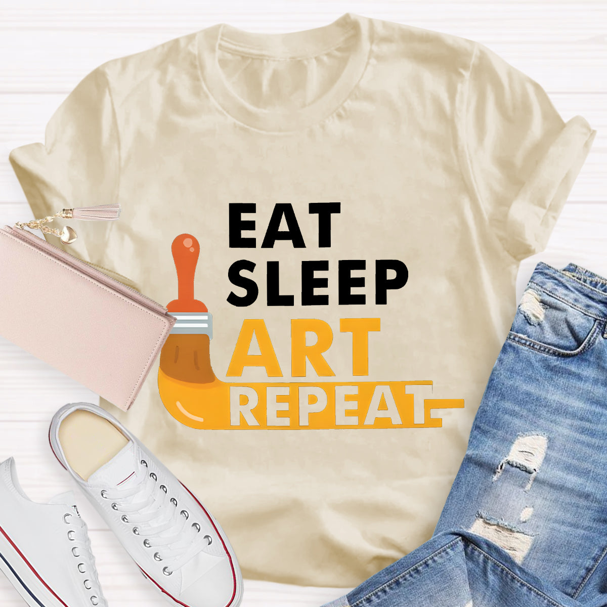 Eat Sleep Art Repeat Teacher T-Shirt