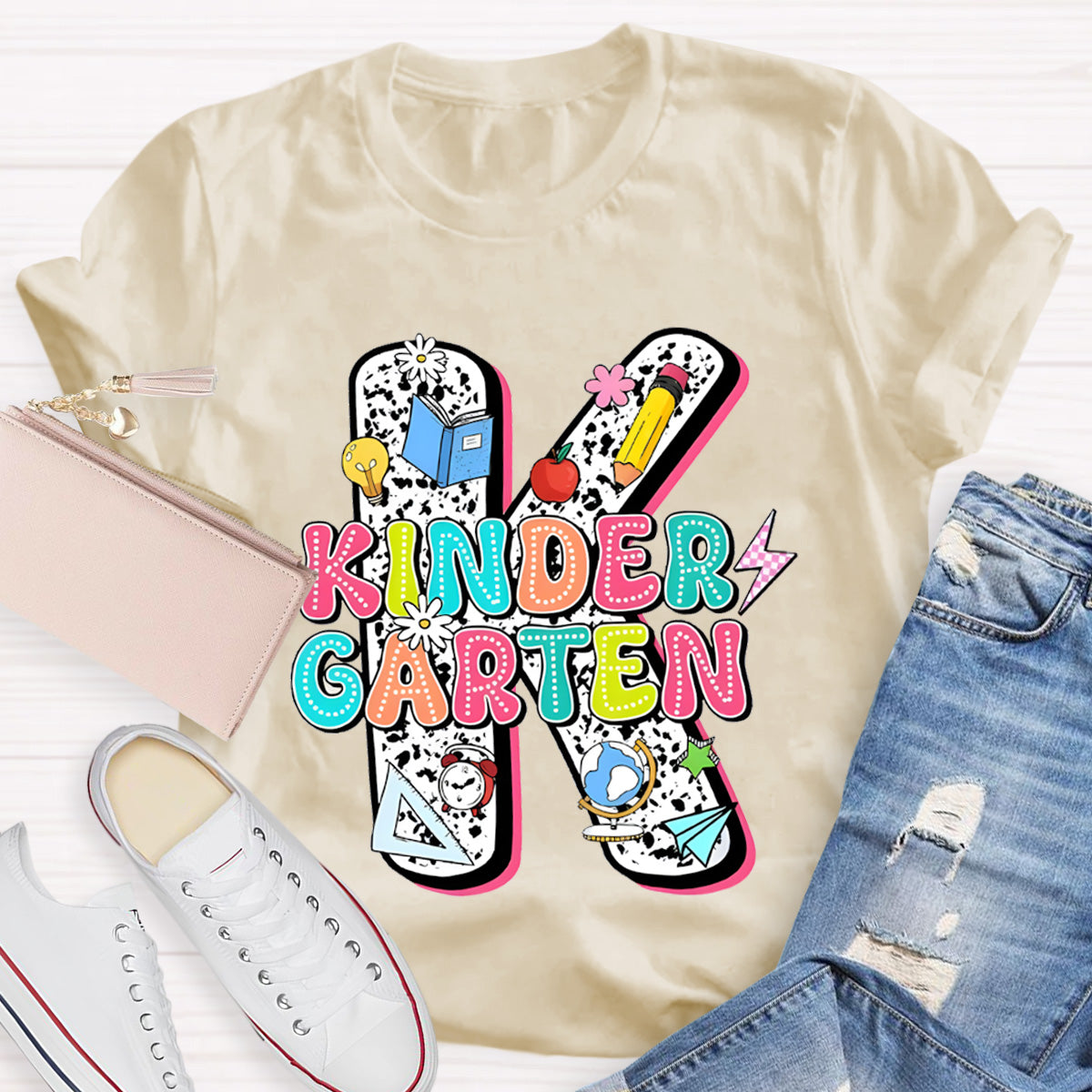 Personalized Grade Kindergarten Letter Teacher T-Shirt
