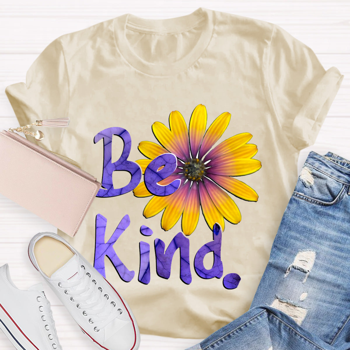 Brighter Sunflower Be Kind Teacher T-Shirt