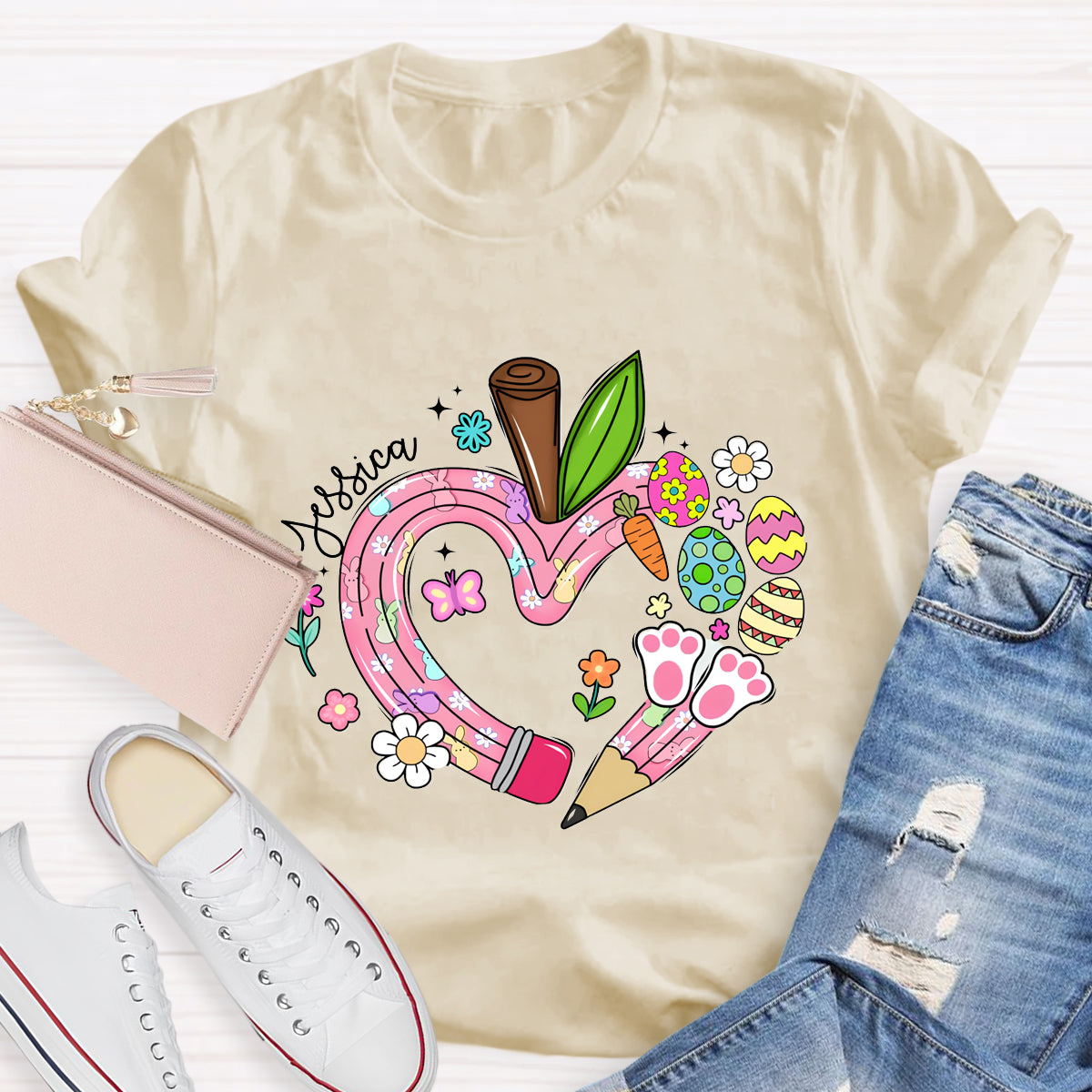 Personalized Name Easter Teacher T-Shirt