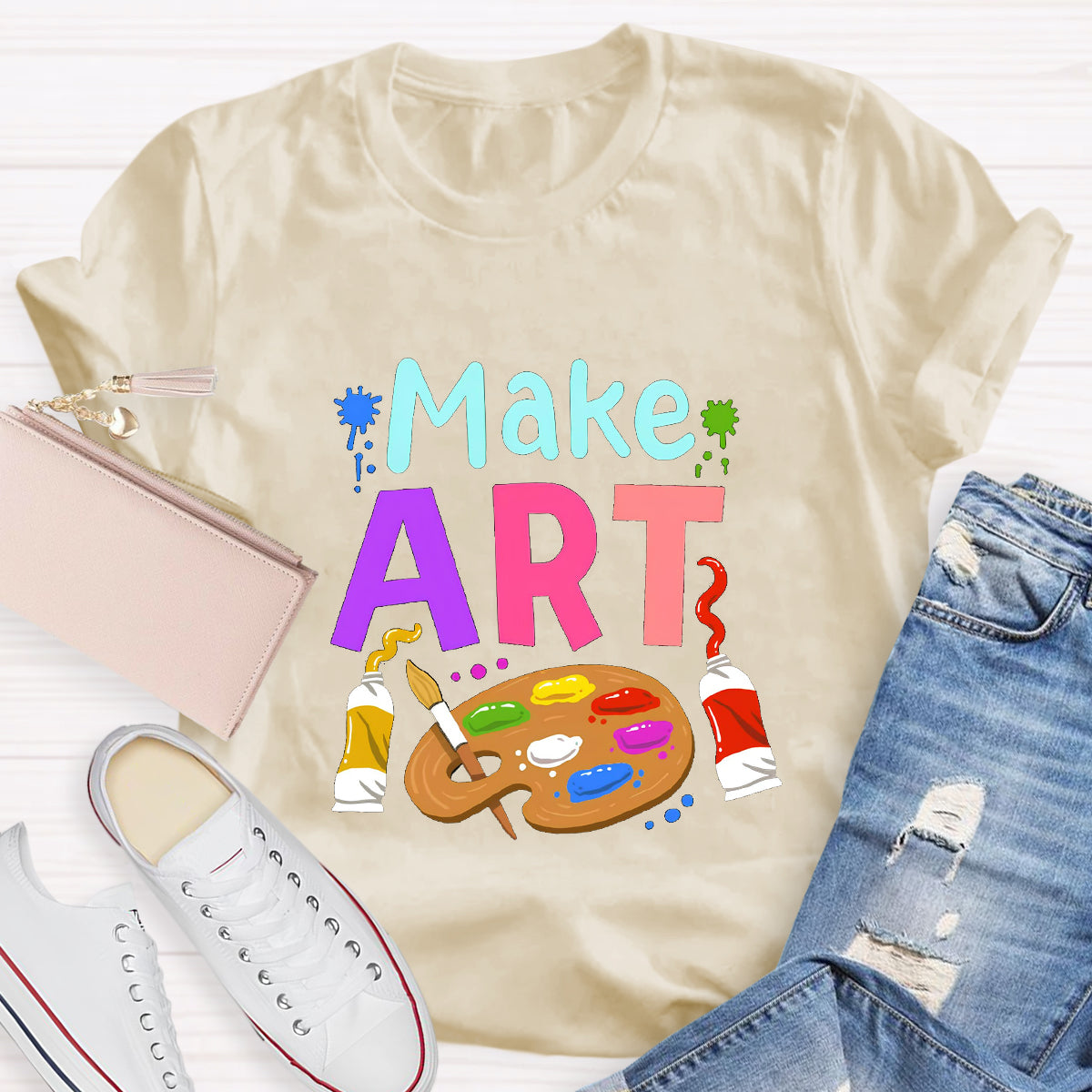 Make Art Color Palette Teacher T-Shirt