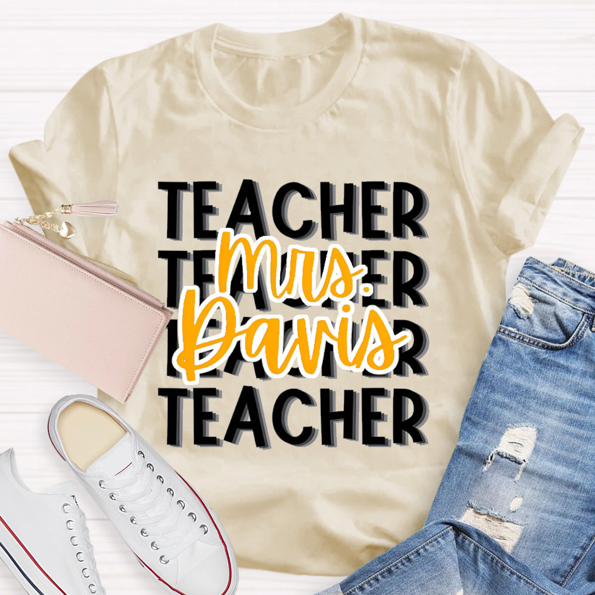 Personalized Name Mrs Davir Teacher T-Shirt