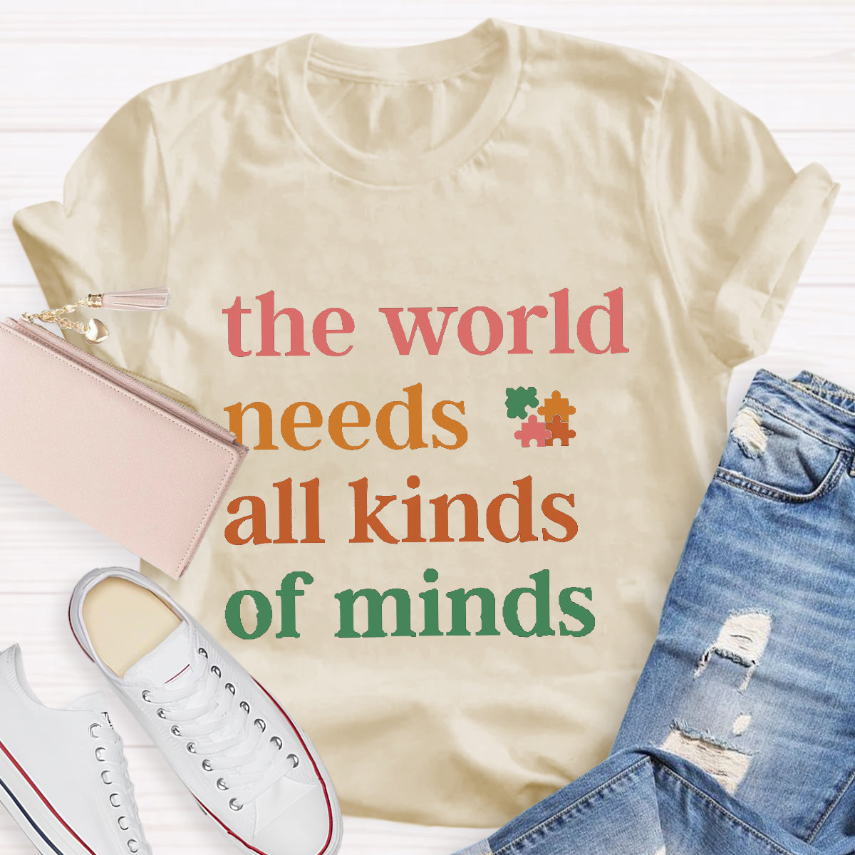 The World Needs All Kinds of Minds Autism Awareness T-Shirt