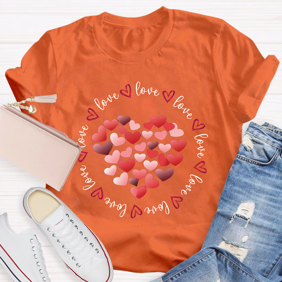 Valentines Day Red and Pink Hearts Love T-Shirt