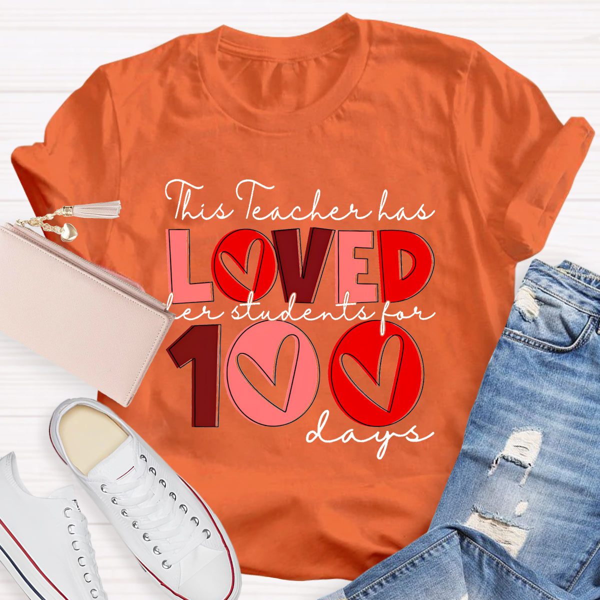 This Teacher Has Loved Her Students For 100 Days T-Shirt