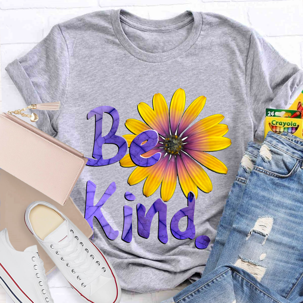 Brighter Sunflower Be Kind Teacher T-Shirt