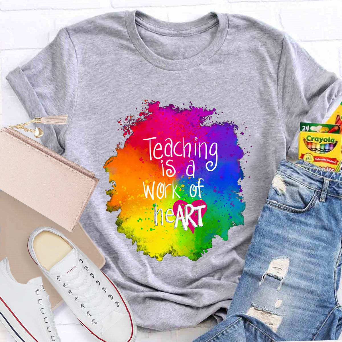 Teaching Is A Work Of Heart Art Teacher T-Shirt