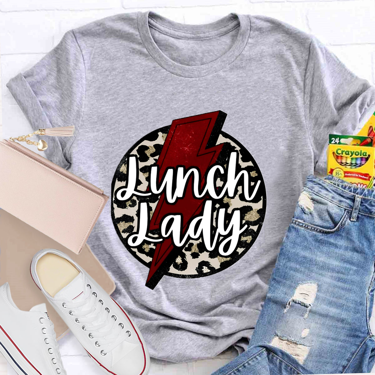 Leopard Printed Lunch lady T-Shirt
