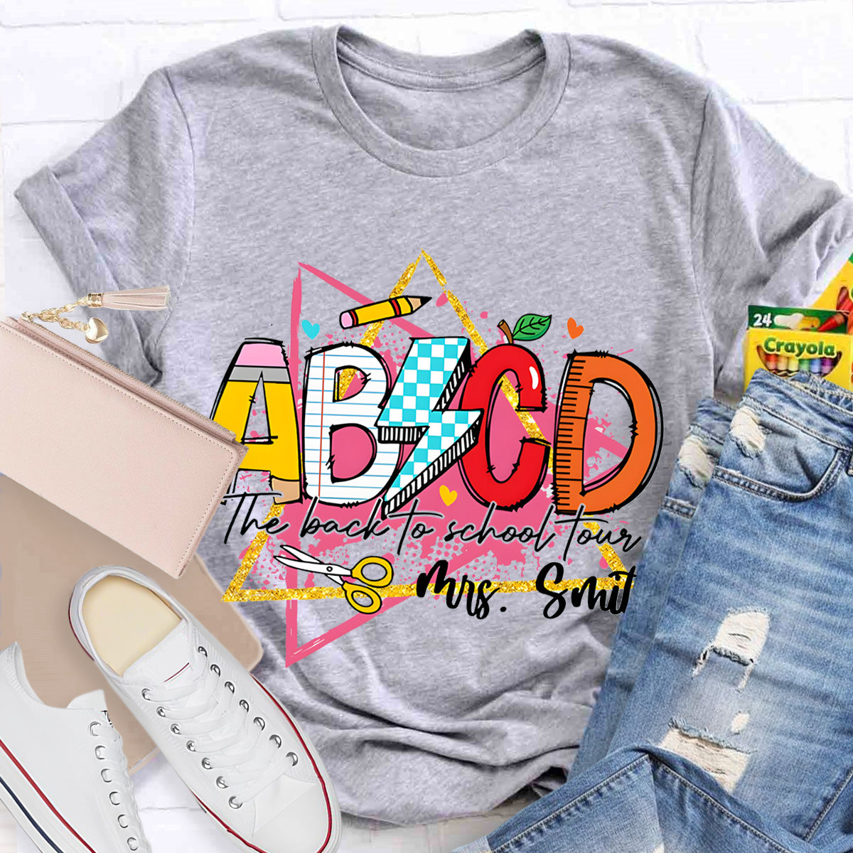 Personalized Name ABCD The Back To School Tour Teacher T-Shirt