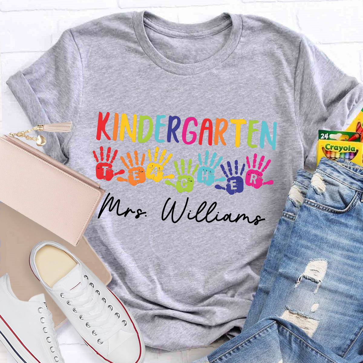 Personalized Name Kindergarten Teacher T-Shirt