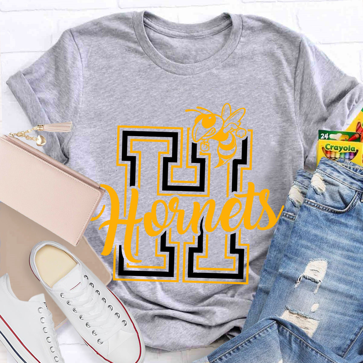 Personalized School Mascot Hornets Teacher T-Shirt