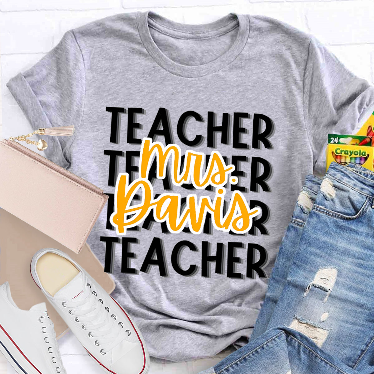 Personalized Name Mrs Davir Teacher T-Shirt
