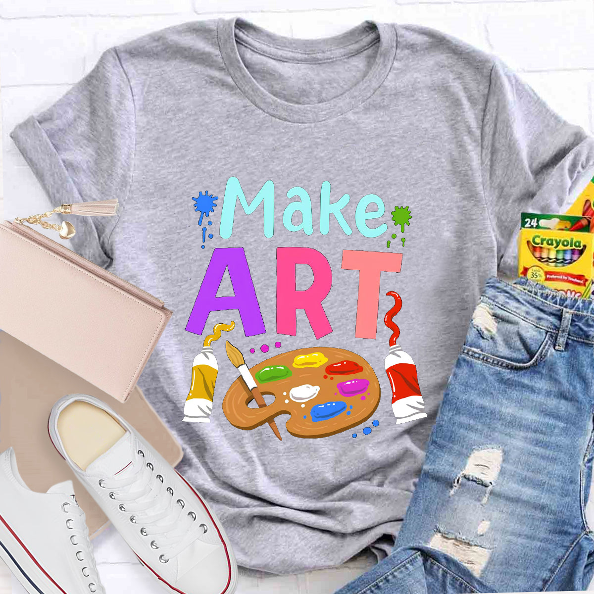Make Art Color Palette Teacher T-Shirt