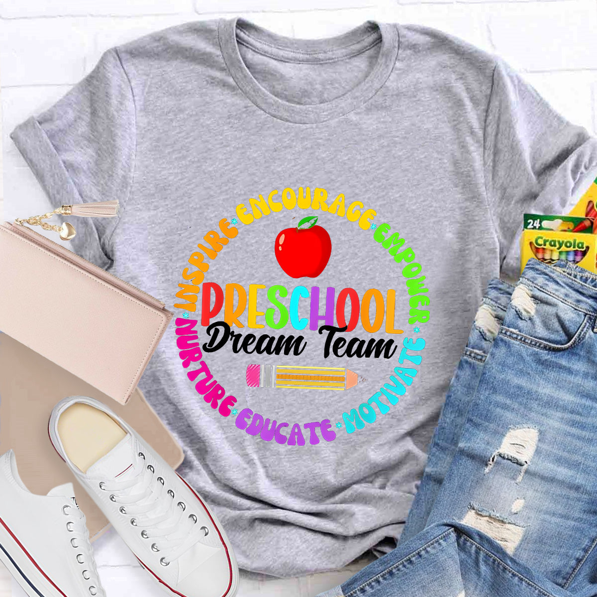 Personalized Grade Preschool Dream School Apple Teacher T-Shirt