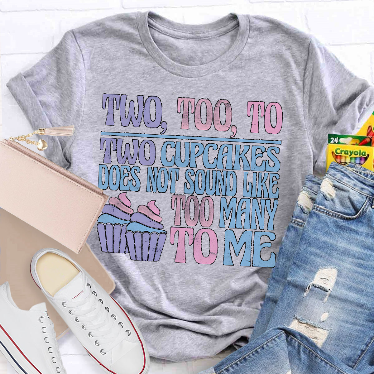 Two Too To Cup Cake Teacher T-Shirt