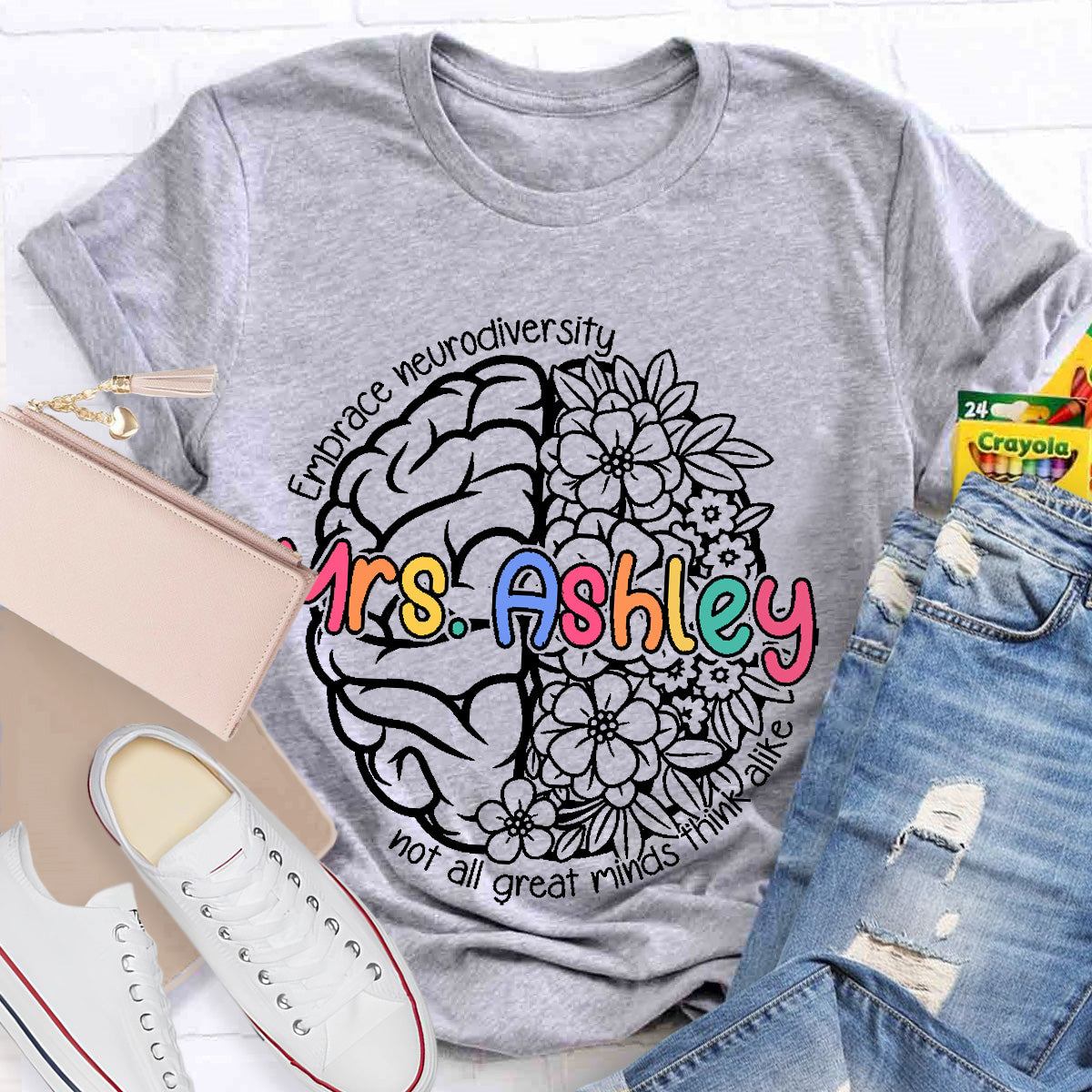 Personalized Name Not All Great Minds Think Alike Teacher T-Shirt