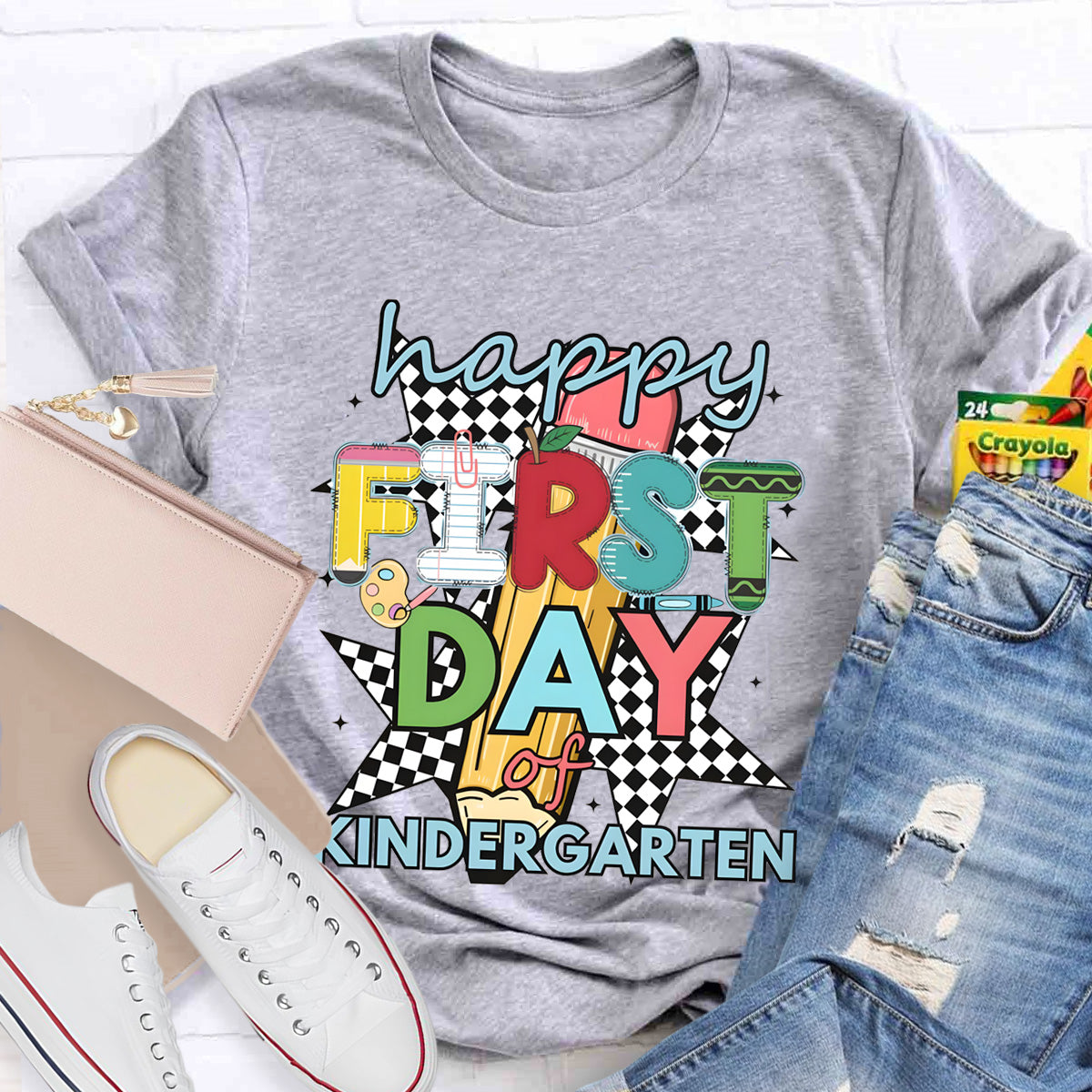 Personalized Grade Happy First Day Of Kindergarten Teacher T-Shirt