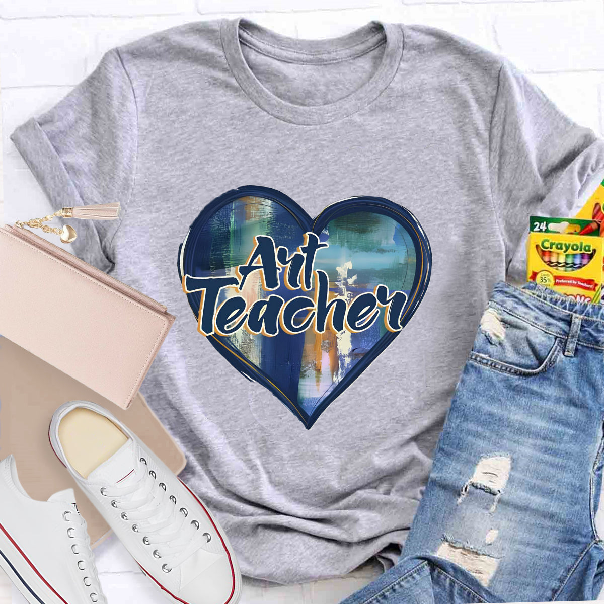 Printing Art Teacher Heart T-Shirt