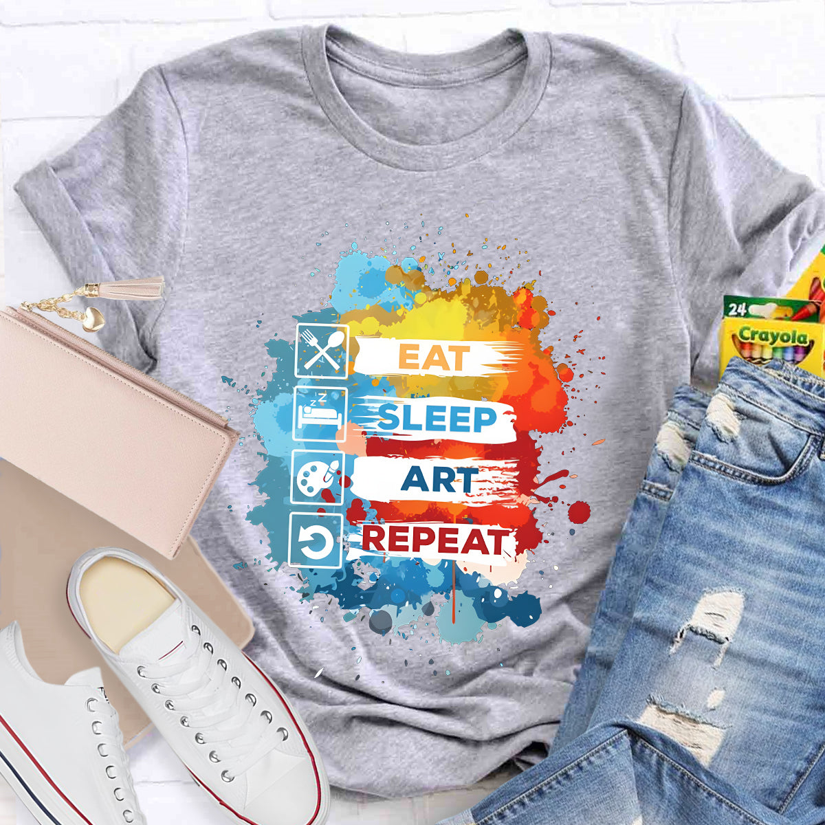Eat Sleep Art Repeat Teacher T-Shirt