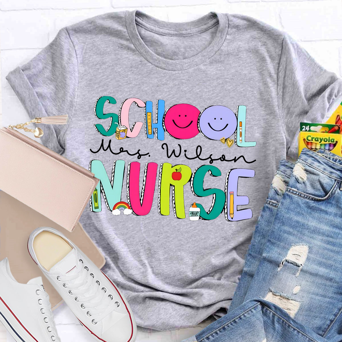 Personalized School Nurse Name Smile To Students T-Shirt