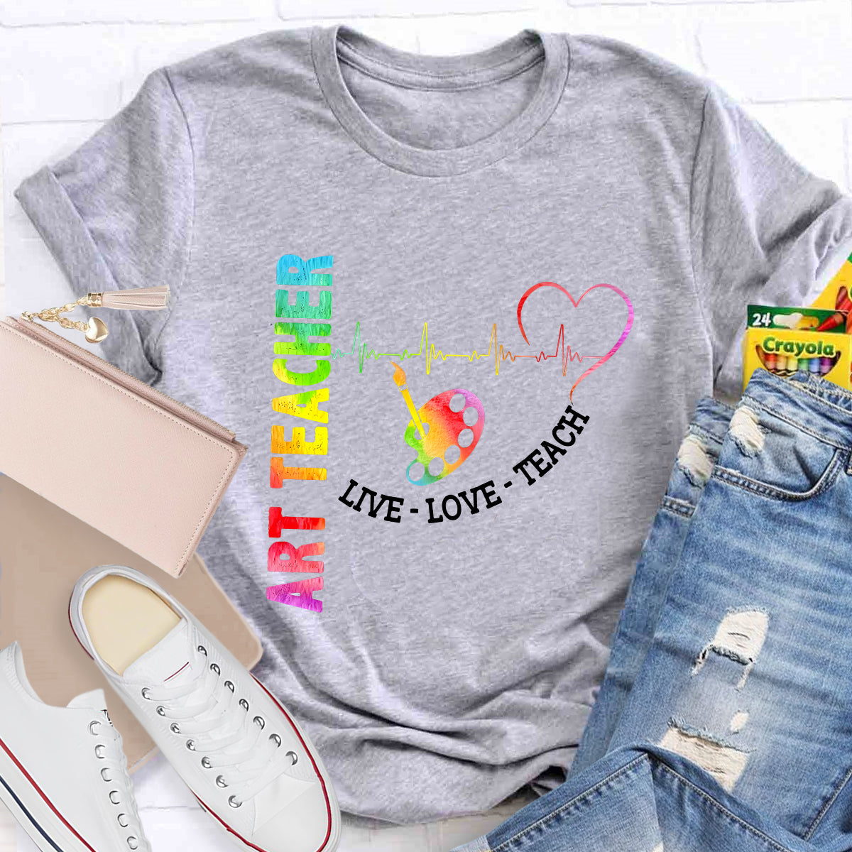Live Love Teach Art Teacher T-Shirt