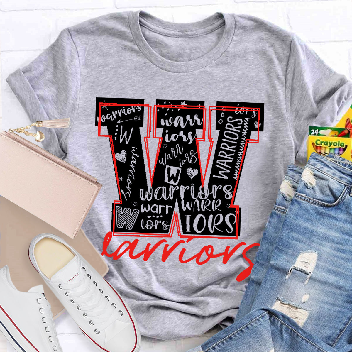 Personalized School Mascot Warriors Teacher T-Shirt