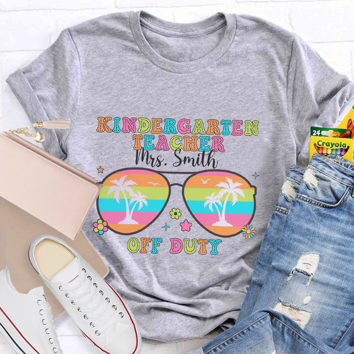 Personalized Name And Grade Off Duty Teacher T-Shirt