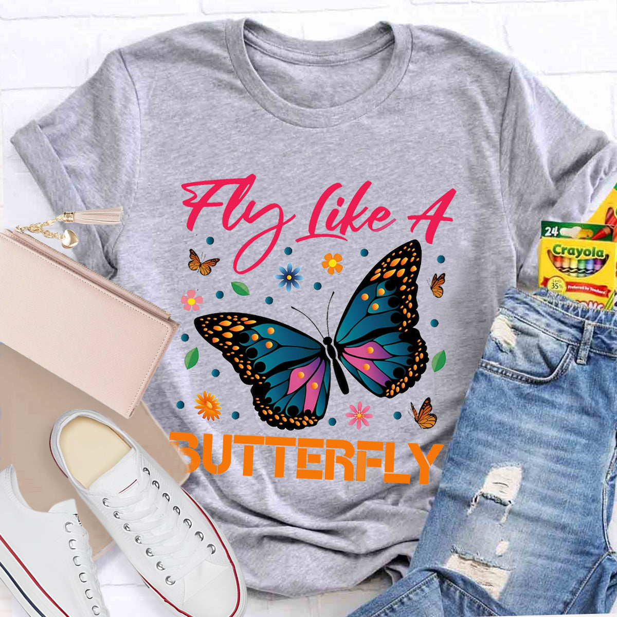 Fly Like A Beautiful Butterfly Teacher T-Shirt