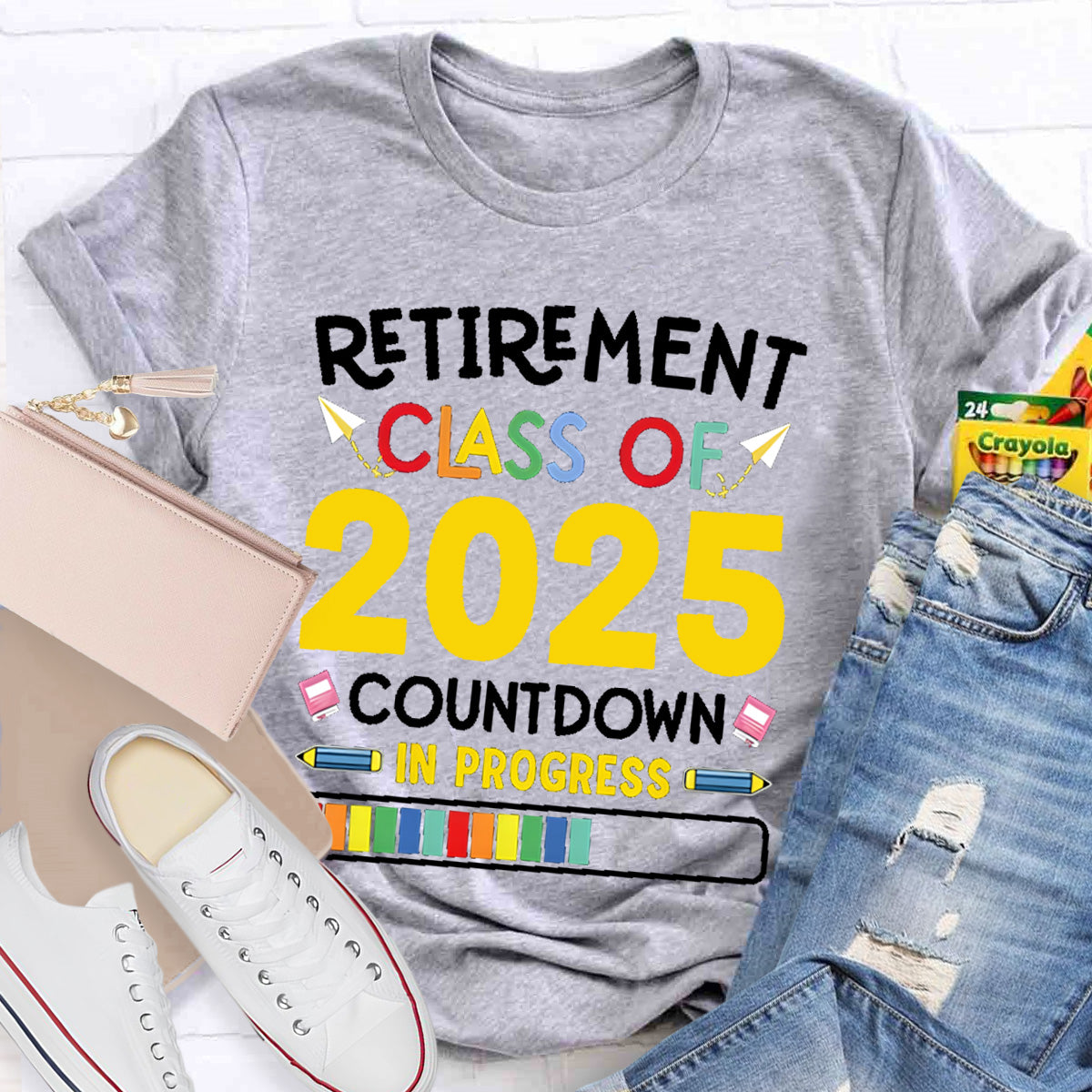Personalized Retirement Year Class Countdown In Progress Teacher T-Shirt