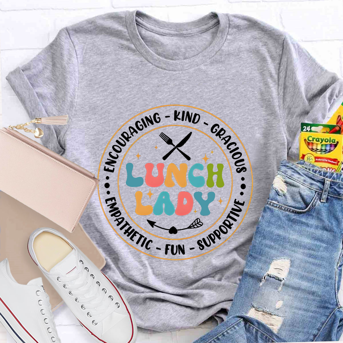 Encouraging Kind Lunch Lady Teacher T-Shirt