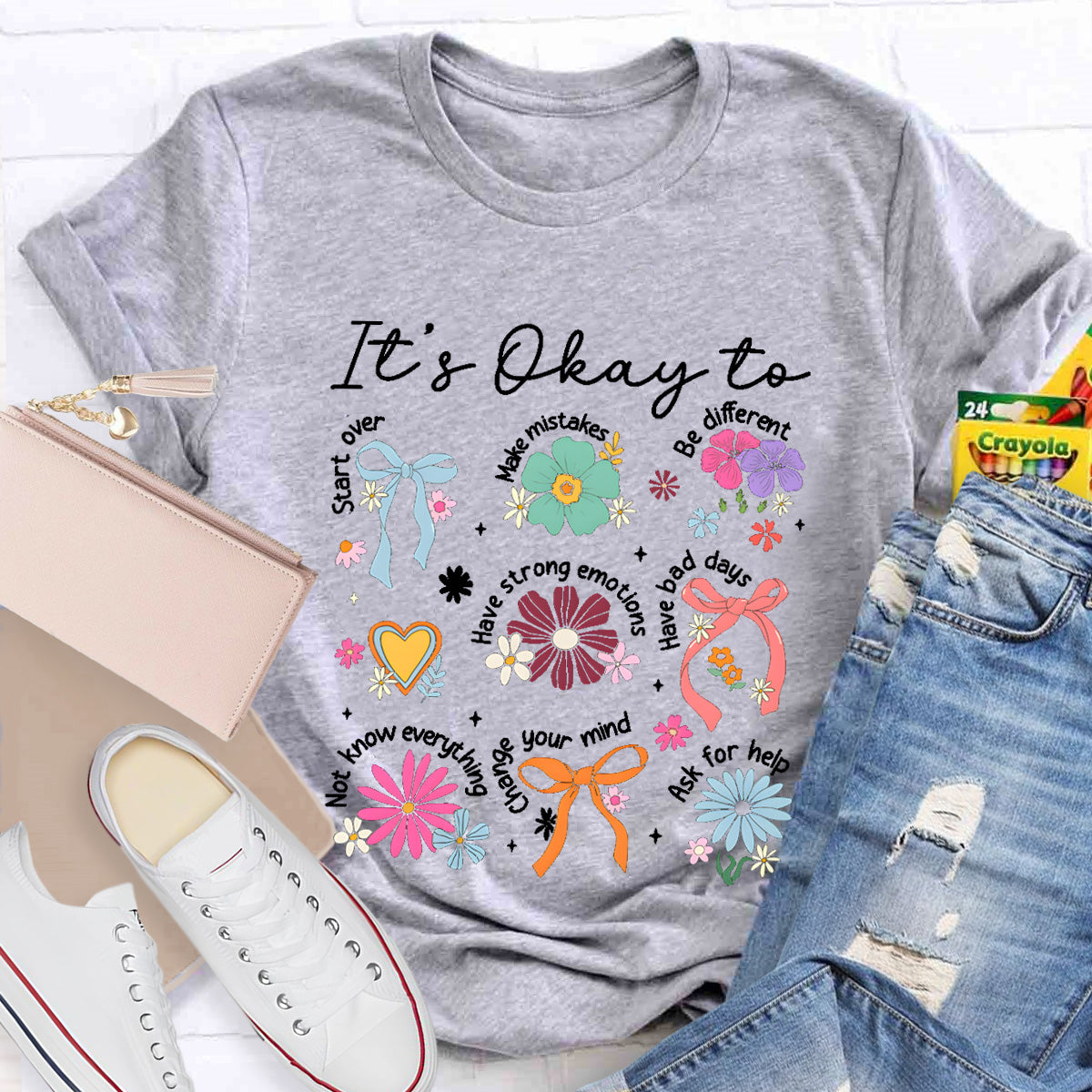 It's Okay To Be Different Vintage Flower Teacher T-Shirt