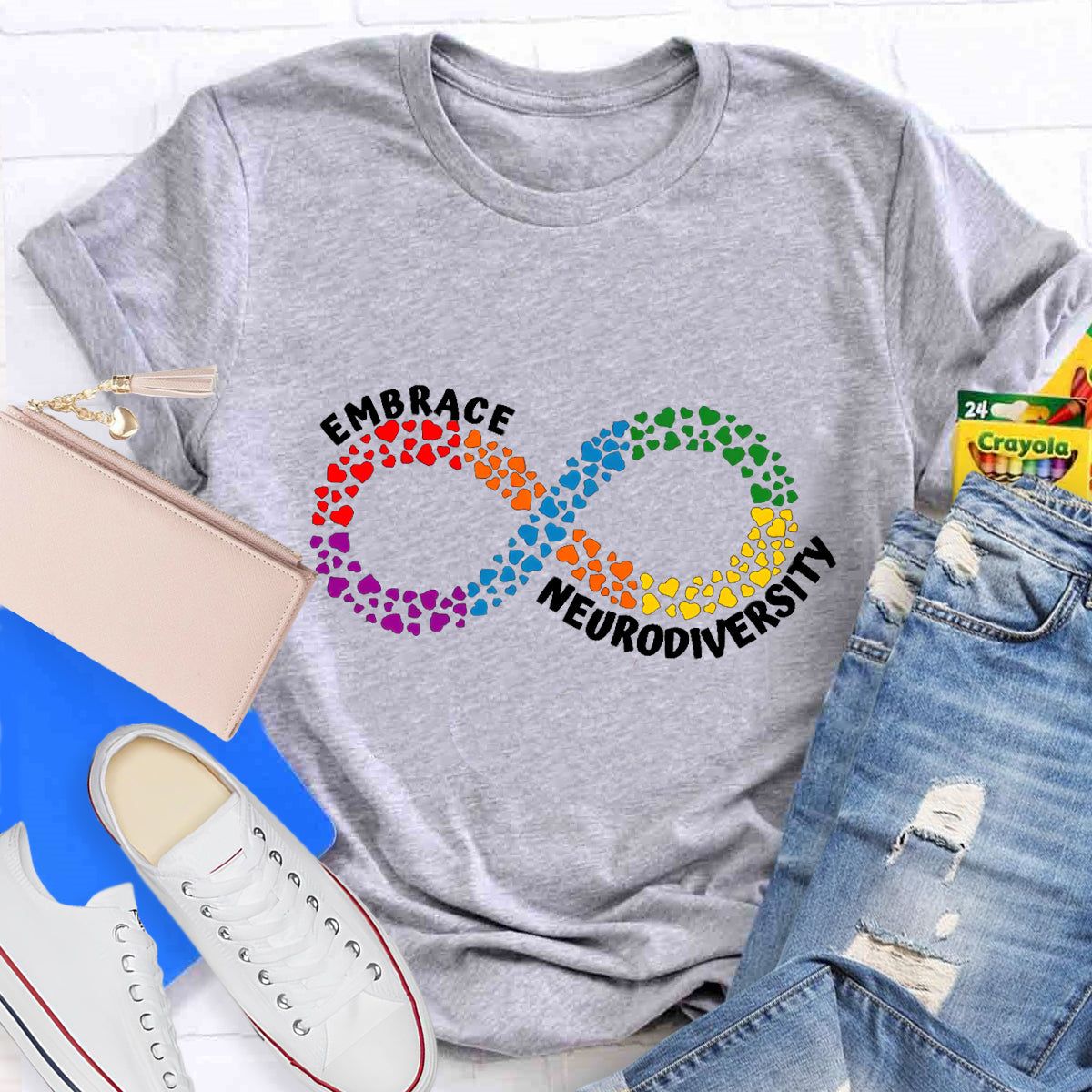 Embrace Neurodiversity Heart Infinity symbol T-Shirt