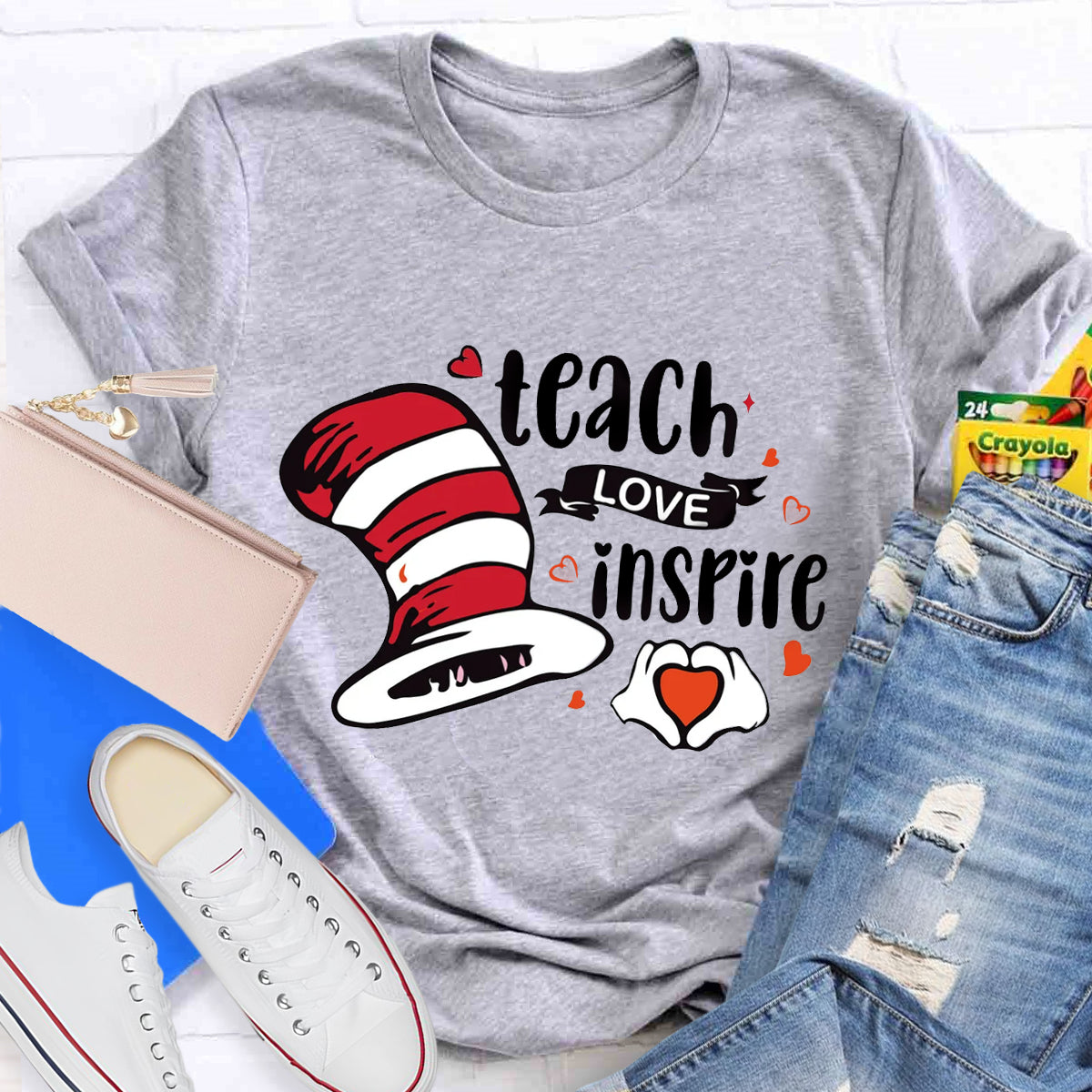 Teach Love Inspire Children's Books Teacher T-Shirt