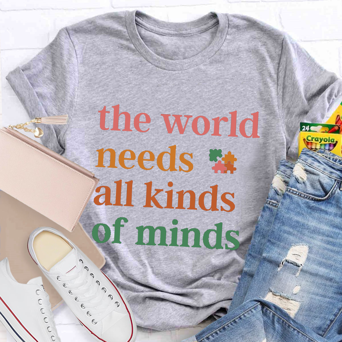 The World Needs All Kinds of Minds Autism Awareness T-Shirt