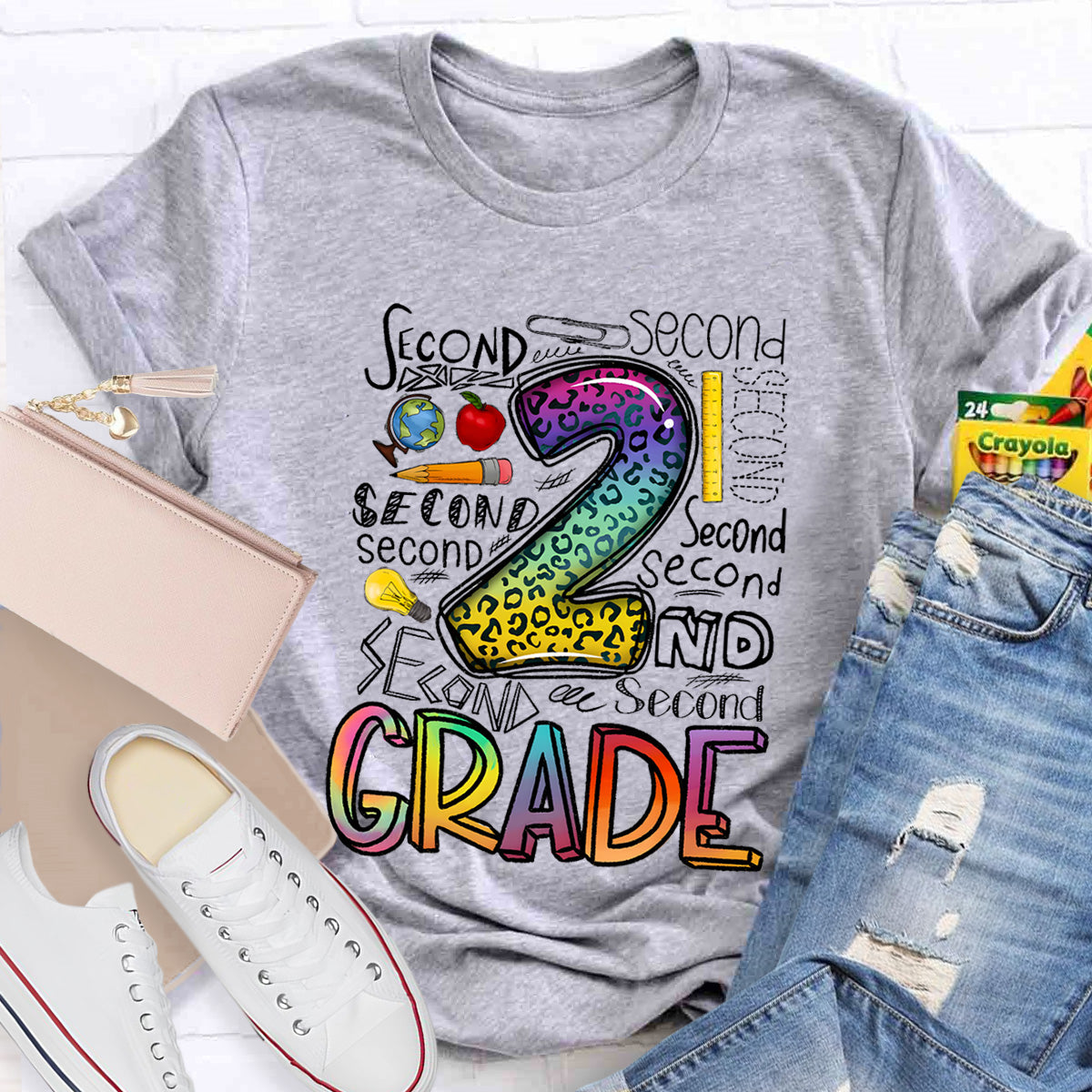Personalized Grade Leopard 2nd Grade Teacher T-Shirt