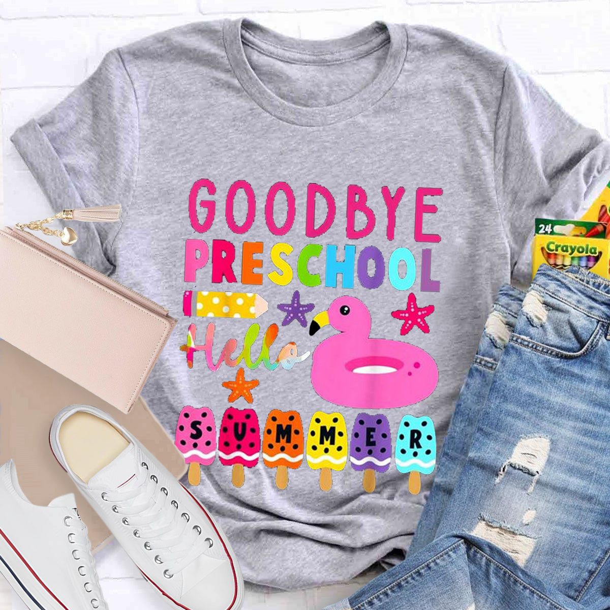 Personalized Grade Goodbye Preschool Hello Summer Teacher T-Shirt