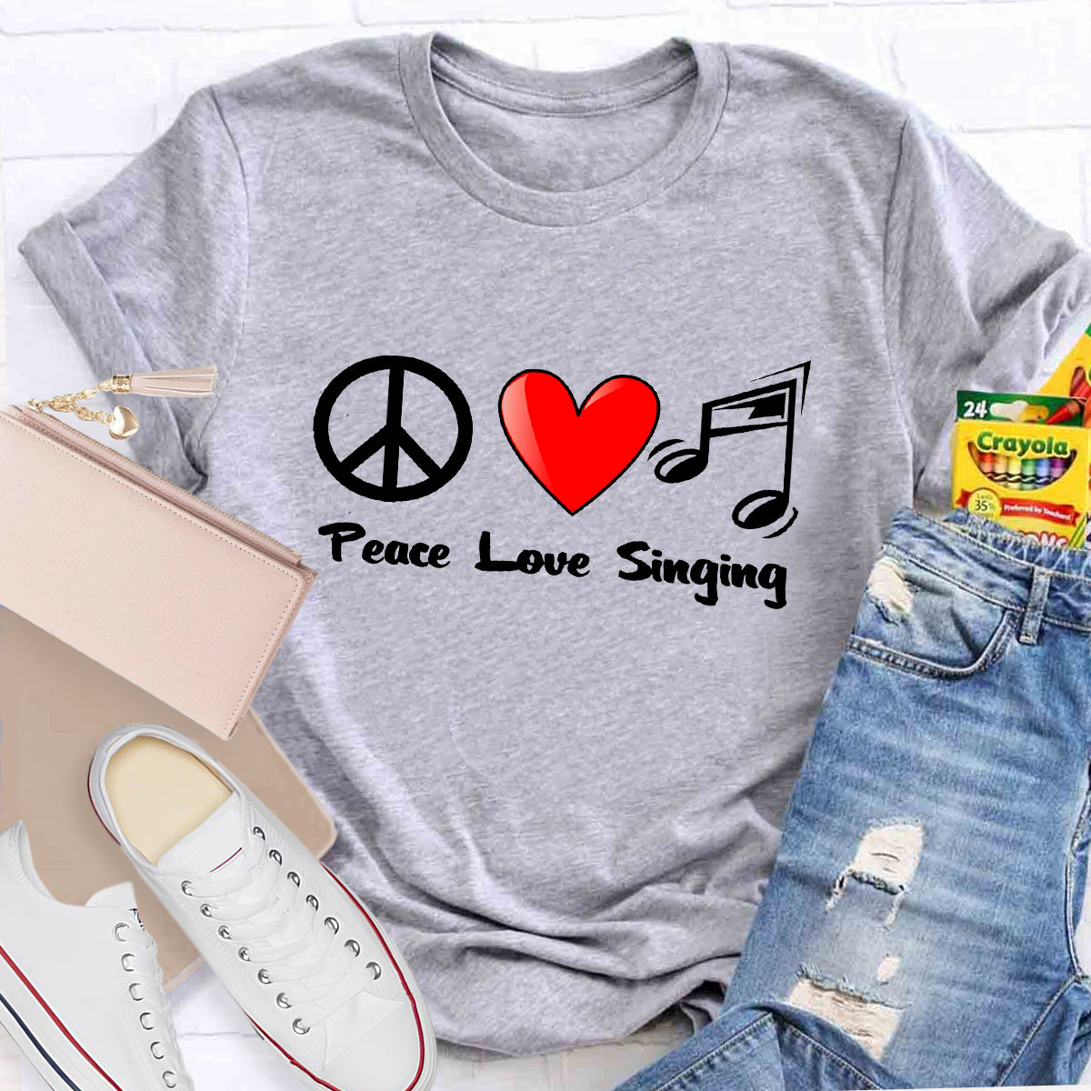 Peace Love Singing Music Teacher T-Shirt