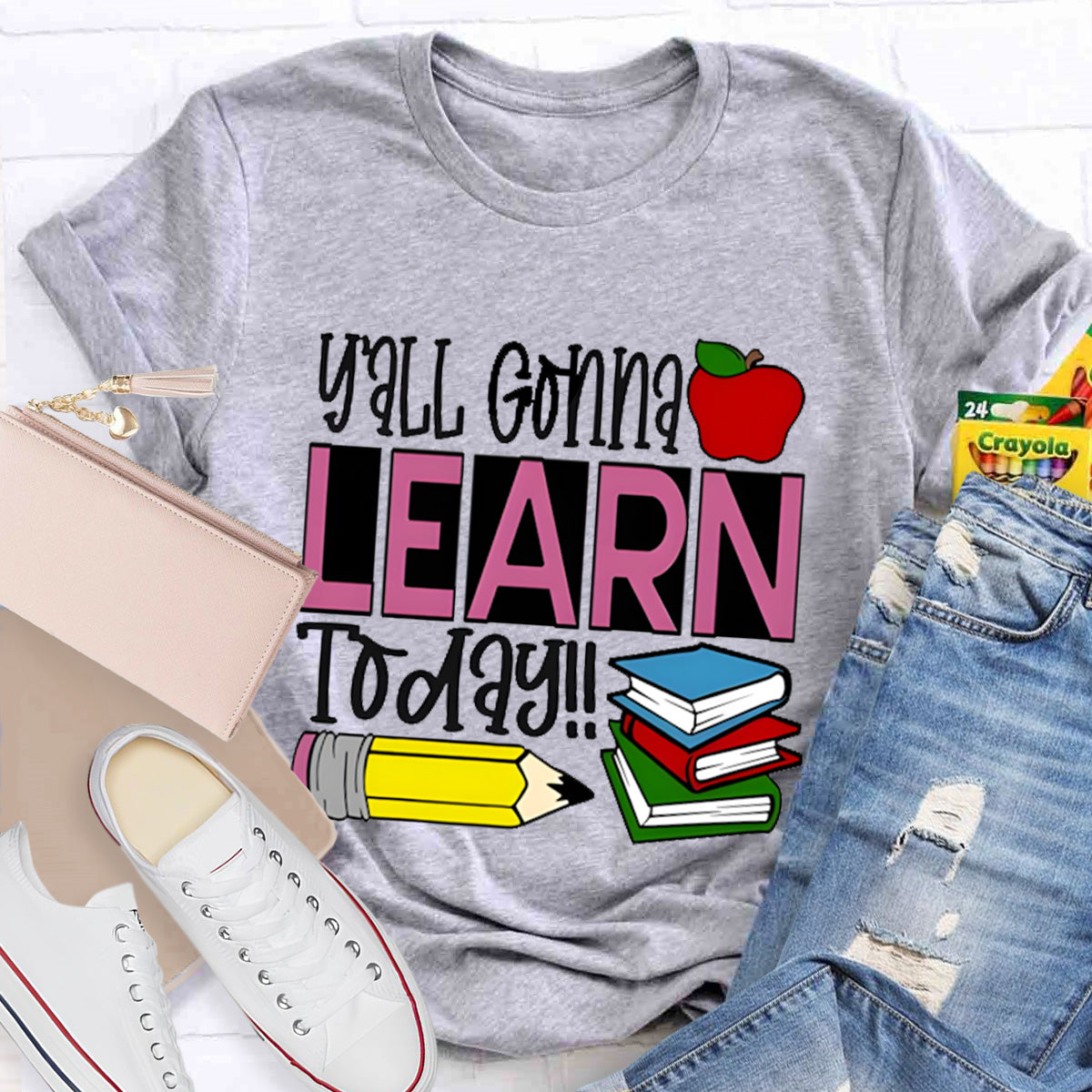 Apple Books Y'all Gonna Learn Today Teacher T-Shirt