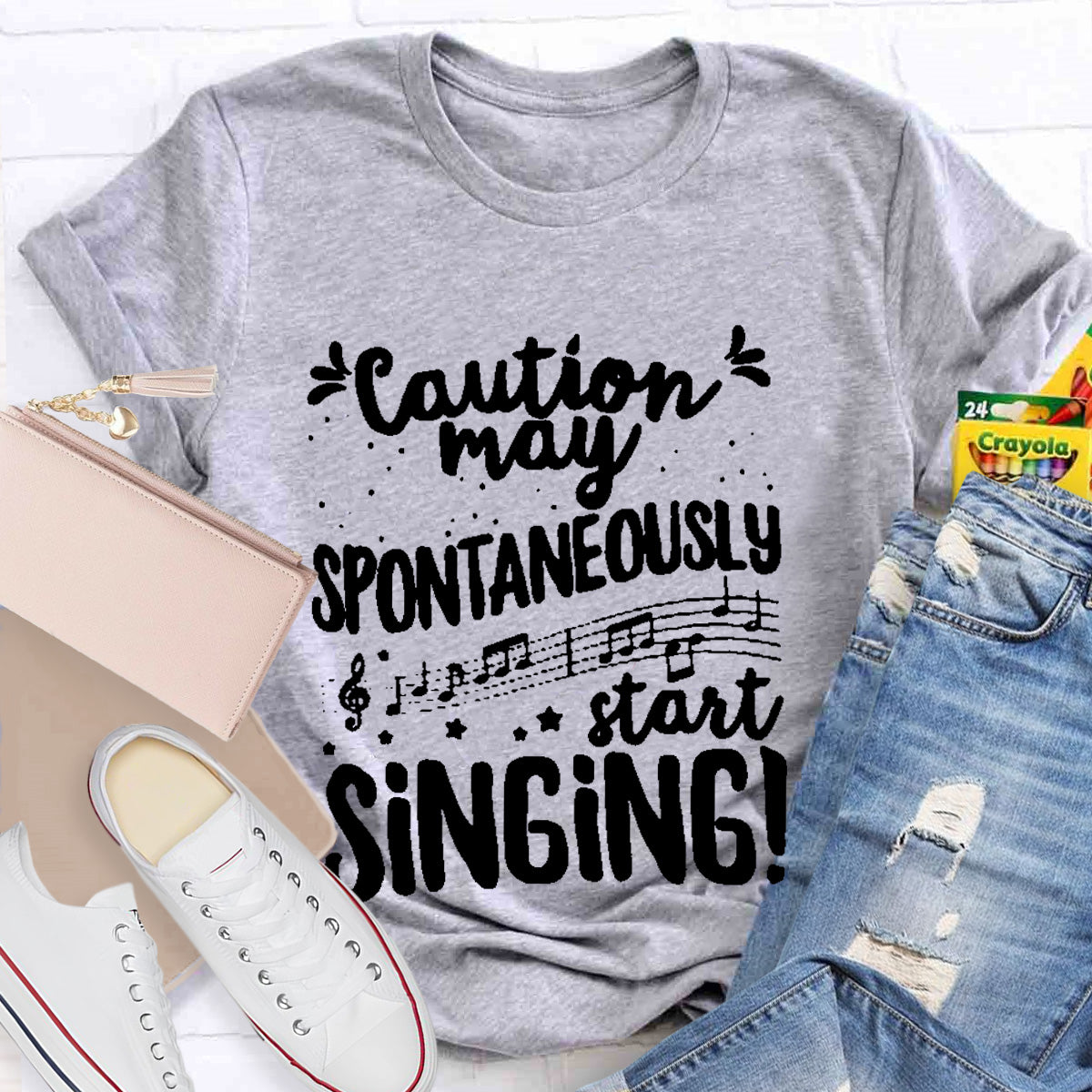 Caution May Spontaneously Start Singing Teacher T-Shirt