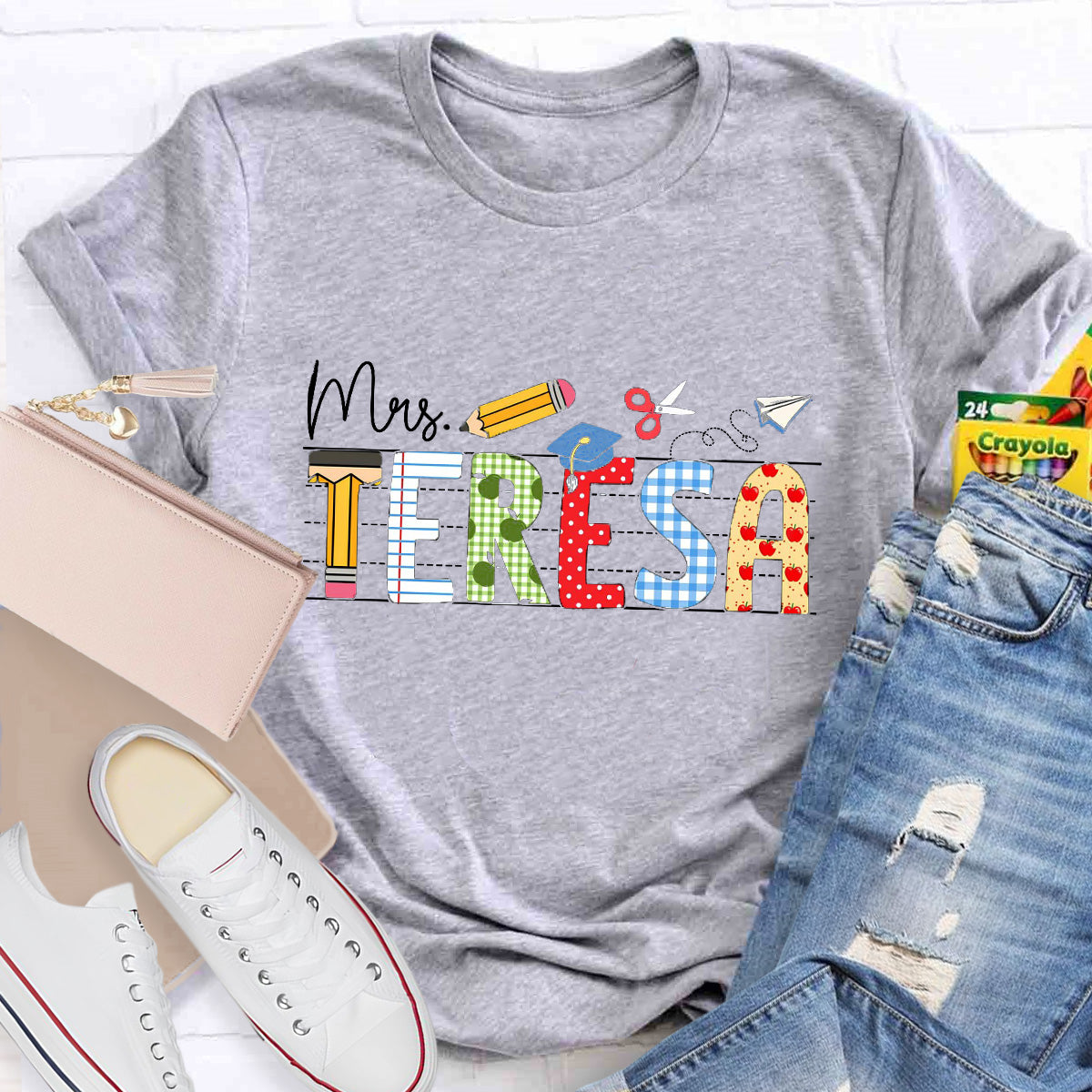 Personalized Name Paper Airplane Teacher T-Shirt