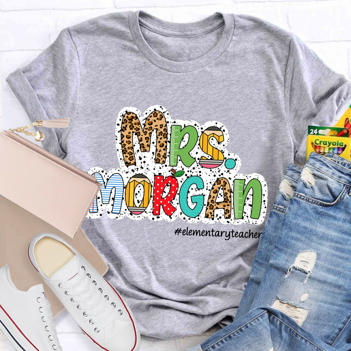 Personalized Name Elementary Teacher T-Shirt