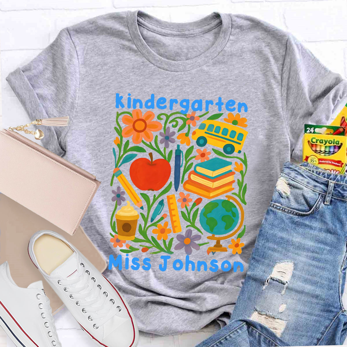 Personalized Grade And Name Back To School Floral Teacher T-Shirt