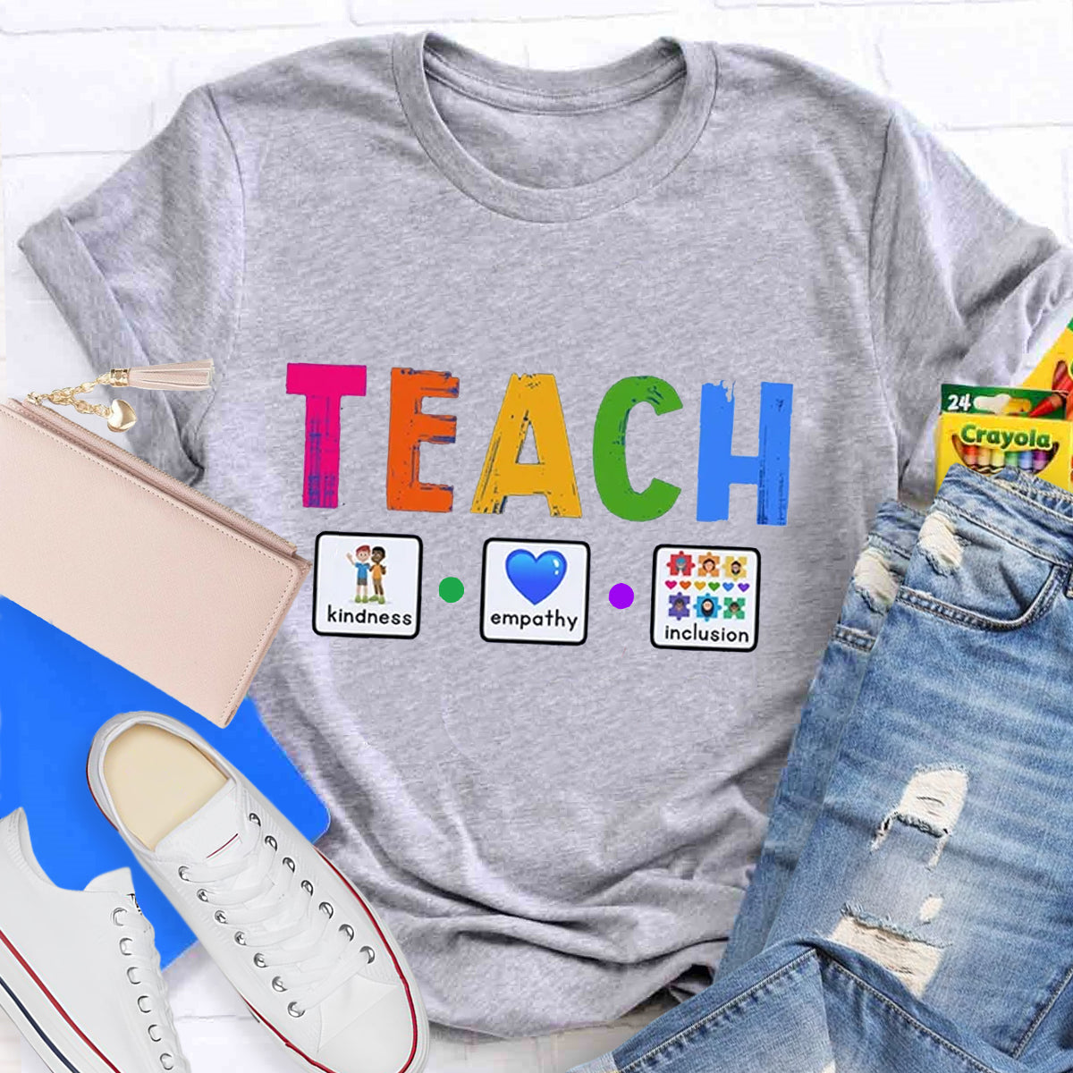 Teach Kindness Empathy Inclusion Teacher T-Shirt