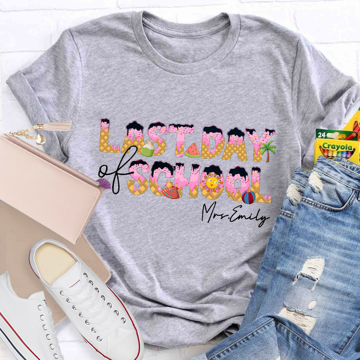 Personalized Name Last Day Of School Teacher T-Shirt